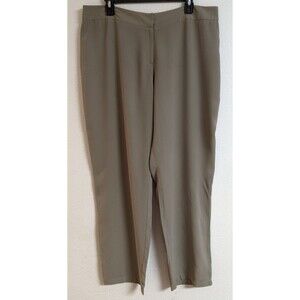 EILEEN FISHER 100% Silk Taupe Wide Leg Classic Resort Holiday Casual Pants LG